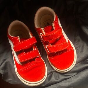Vans Old Skool Red Toddler Sneakers with Velcro